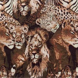 Tela Jacquard de Poliéster/Algodón con Tema de Animales Salvajes, León, Elefante, Rinoceronte, para Textiles del Hogar, Tapicería, Cojines, Bolsos, Manteles - Product Image 1