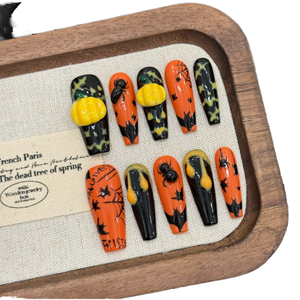 <span class=keywords><strong>Prensa</strong></span> personalizada para Halloween en las uñas, 10 Uds., gradiente francés, <span class=keywords><strong>rosa</strong></span>, fantasma, Araña, diseño de web, Uñas postizas artificiales, puntas de uñas - Product Image 1