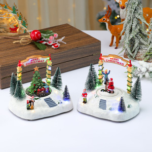Resin glowing rotating music <b>box</b> ornament, <b>Christmas</b> snow scene music <b>box</b>, creative <b>gift</b>, window decoration. - Product Image 2