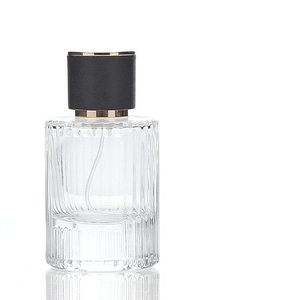 In Stock Luxury 30ml 50ml Bayonet Vertical Grain <strong>Perfume</strong> <strong>Spray</strong> Glass <strong>Bottle</strong> with Black Cap <strong>Perfume</strong> <strong>Bottle</strong> and Packaging - Product Image 2