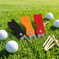 Fourche de réparation de divots de golf en plastique légère et durable, design pliable coloré type couteau à lame, accessoire de golf pour pelouse, vente en gros à prix abordable