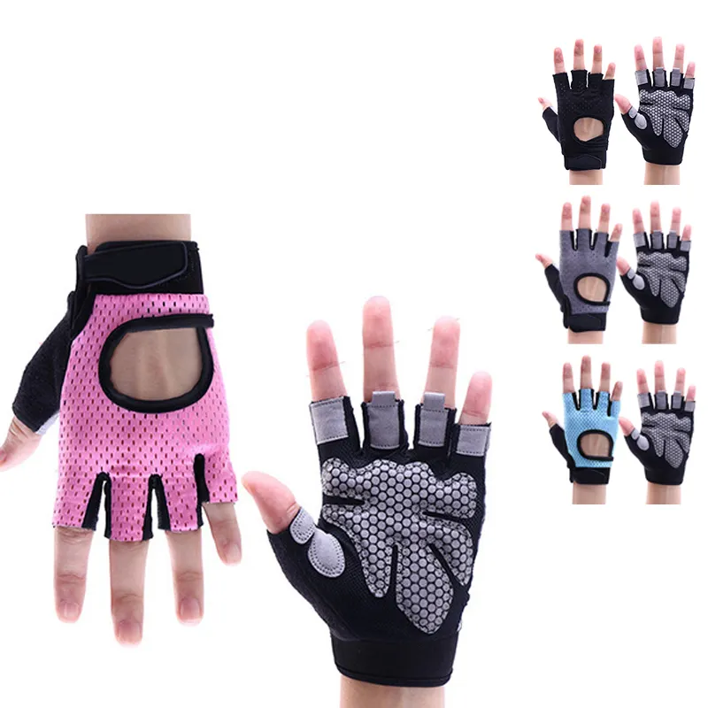 Guantes de gimnasio de medio Dedo de cuero transpirable para mujeres y hombres Entrenamiento Levantamiento de pesas Entrenamiento Deportes