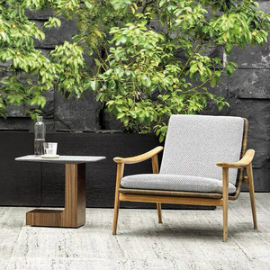 Chaise de jardin moderne en alliage d'aluminium, style bois de teck durable, pour cour, villa, café, restaurant - Product Image 3