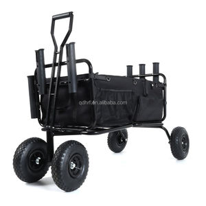 Carrito de Playa Resistente, Carrito de Pesca Plegable con Gran Cesta de Carga y 6 Soportes para Cañas, Carrito Plegable para Exteriores - Product Image 1