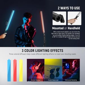 Neewer BH20B LED Video Light Stick, confezione da 2, illuminazione video portatile dimmerabile 3200K~5600K per studio e <span class=keywords><strong>YouTube</strong></span> - Product Image 2