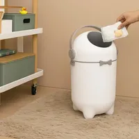 Contenedor de Basura Portátil Sellado de 15L con Cierre Hermético que Evita Malos Olores para Almacenamiento de Desechos de Mascotas y Bebés, Tapa Antipinzamiento, Cuerpo Resistente Anticaída