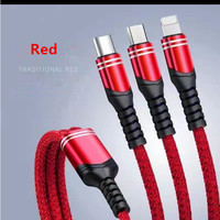Câble USB tressé en nylon 3-en-1 à charge rapide 66W pour iPhone Plusieurs couleurs Compatible avec la plupart des smartphones