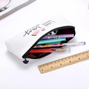 Cartoon Pattern Custom Printing Zipper <b>Canvas</b> Pencil case Portable Student Stationery Storage Bag - Product Image 2