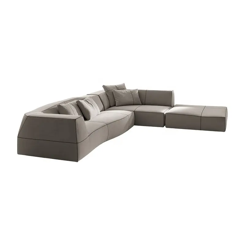 Modernes kreatives Designer L geometrisches Kurven modul mehrsitziges kombiniertes Biege sofa