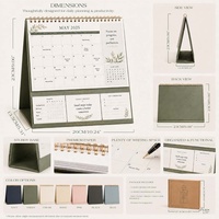 Calendrier de bureau sur pied personnalisé Hongbo 2027 avec suivi des habitudes, des priorités et des notes, planificateur mensuel de bureau en spirale facile à écrire sur