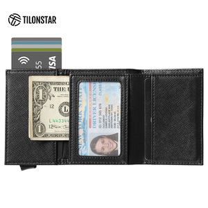 TILONSTAR TVC203 Wholesale Popular Classic Black Trifold <b>Wallet</b> Smart RIFD Aluminum Pop up Credit <b>Card</b> <b>Holder</b> <b>for</b> Men - Product Image 3