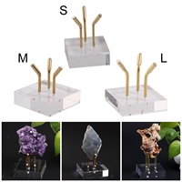 S M L Base acrylique bras en laiton géode minéraux pierre présentoir chevalet support poli transparent Perspex métal Agate sphère à collectionner Rack