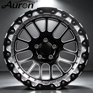 Rueda de Aleación de Aluminio Auron, Color Negro Brillante con Acabado Mecanizado, Diseño Multirradio de Una Pieza, para Modificación y Mejora de Automóviles de Pasajeros, Nueva Rueda - Product Image 1