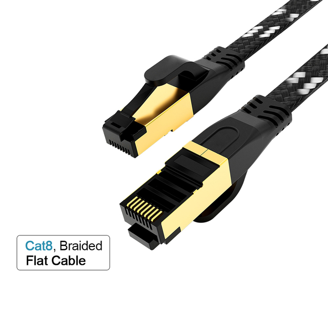 Factory OEM FTP F/FTP S/FTP PVC LSZH 26AWG Cat 8 Network Flat Cable Patch Cord Cat8 Internet Cable for Router PC