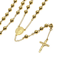 Accessoires de bijoux en acier inoxydable avec croix en or jaune, style chapelet