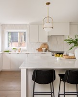 Vermonhouzz - Cuisine modulaire professionnelle tout-en-un avec îlot central - Armoires de cuisine modernes minimalistes blanches