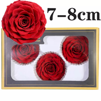 Lot de 3 boîtes cadeaux de fleurs éternelles, têtes de roses préservées de 7-8 cm, arrangements floraux, décoration de mariage
