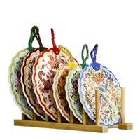 Bol de service en porcelaine de luxe craquelée style Bohème avec poignée en corde, décor floral peint à la main festonné, non toxique, vente en gros