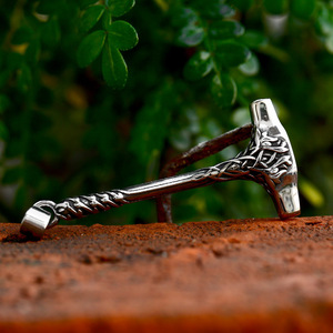 Antique Silver Plated Viking Hammer Pendant <b>Necklace</b> Unisex Alloy Jewelry Vintage Style Everyday Wearing - Product Image 2