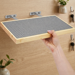 Pine Wooden Wall Mount Display <strong>Shelves</strong> for Building Bricks (16X8 Inch) 48X24 Stud Base Plate Compatible <strong>Grey</strong> - Product Image 1