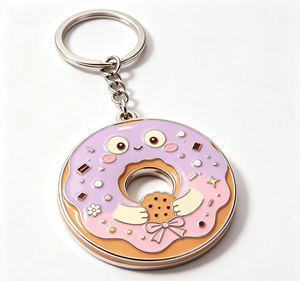 <b>Cute</b> Donut Metal Key Chain Enamel <b>Keyring</b> Food Gift Pendant Bag Charm - Product Image 1