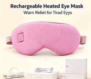 Masque oculaire chauffant sans fil rechargeable en graphène rose et gris, lavable, type C, compresse chaude pour les yeux secs et sommeil profond - Product Image 2