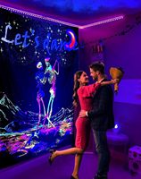 Personnalisé Blacklight Danse Squelette Amoureux Tapisserie Imprimé Tricoté Tenture Murale pour Chambre Dortoir Partie Toile de Fond Décor