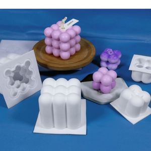 Moldes de vela de cubo de burbujas 3D, molde de vela de silicona de burbuja de 6 cavidades para velas jabón Navidad Chocolate Fondant postre - Product Image 5