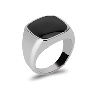 Sechseck-Zeichenring einfarbig schwarzer Edelstein-Zeichen-Schmuckringe 18K goldplattiert Edelstahl individualisierbar Gravurring für Herren