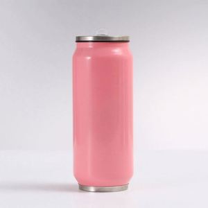 Gobelet isotherme personnalisé en acier inoxydable pour canette de cola avec paille - Cadeau promotionnel idéal - Product Image 2