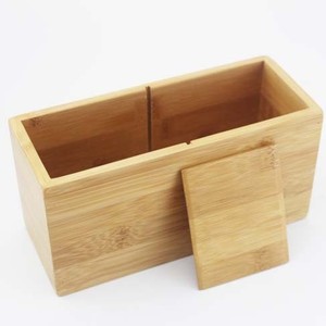 Organisateur de bureau carré en bambou avec séparateur pour stylos, crayons, ciseaux, cartes de visite, boîte de rangement de bureau - Product Image 4