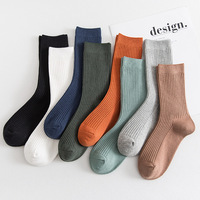 Jingwen Chaussettes en coton Chaussettes élastiques pour hommes de couleur unie