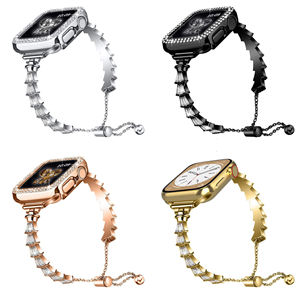 Bijoux de luxe diamant coquille Design Bracelets de montre Bande pour <span class=keywords><strong>Apple</strong></span> <span class=keywords><strong>Watch</strong></span> 8 7 6 5 4 Femmes <span class=keywords><strong>Bracelet</strong></span> en acier inoxydable pour iWatch - Product Image 1