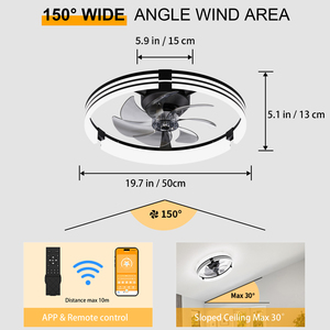 Intelligent Modern <b>Ceiling</b> Fan <b>Light</b> with <b>Remote</b>&App <b>control</b> Reversible Airflow Silent fan <b>light</b> for Bedroom Hotel kitchen - Product Image 5