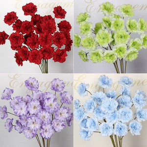ดอกกุหลาบคาดินประดิษฐ์ 3 หัว สีม่วง สำหรับตกแต่งงานแต่งงาน ก้านเดี่ยว ทำจากพลาสติกและผ้า - Product Image 3
