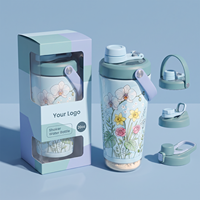 Bouteille shaker ODM 20 oz avec marques de mesure et bouchon verrouillable, acier 304 double paroi, anti-fuite, pour boissons protéinées