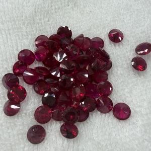 Gemas de Wuzhou 2 #   3 #   5 #   8 #   Piedra Preciosa de Rubí Redonda Creada en Laboratorio, Tratada Térmicamente, de 5mm-10mm, Color Rojo - Product Image 5