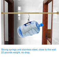 Tringle de Douche Extensible en Acier Inoxydable CF à Tension par Ressort, Télescopique, Sans Perçage, avec Base en Caoutchouc pour Salle de Bain