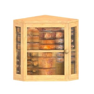 Caja de pan de bambú de doble capa para esquina, almacenamiento de cocina de madera para alimentos con puerta, diseño de madera maciza - Product Image 2