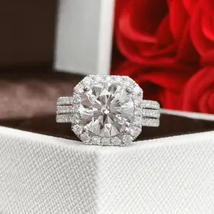 טבעת אירוסין משובצת יהלום מויסניט נשים טבעת אירוסין