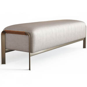 Taburete moderno, Banco <span class=keywords><strong>Arthur</strong></span>, taburete de acero inoxidable para cama, Banco de cama de cuero de microfibra para dormitorio de hotel - Product Image 5