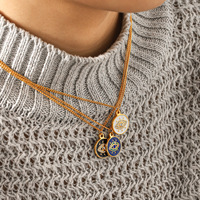 YYN ODM Collier unisexe en acier inoxydable plaqué argent avec pendentif œil bleu en strass et chaîne croisée 45cm Anniversaire