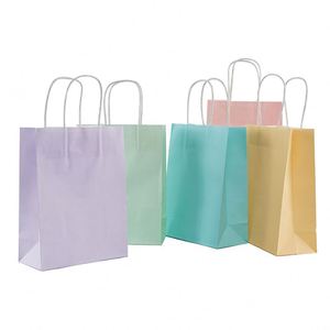 Sacs en papier kraft blancs de haute qualité avec logo imprimé personnalisé et poignée pour le shopping - Product Image 1