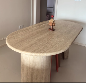 Mesa de Comedor Ovalada de Travertino Natural, Estilo Moderno y Lujoso, Personalizable, Ecológica, Ajustable para 6 Personas, Muebles para Comedor <span class=keywords><strong>JZ</strong></span> - Product Image 5