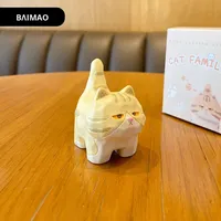 Ornamen Boneka Ragdoll Resin Baimao yang Lucu, Ramah Lingkungan, Ukiran Kayu Modern, Berdiri, Bersuara Meong untuk Dekorasi Rumah dan Meja