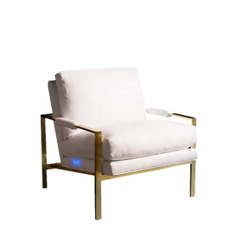 Современный тканевый стул для отдыха с ножками из нержавеющей стали и деревянной рамой
