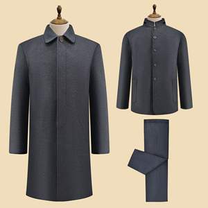 Мужской шерстяной саван, современное платье из овечьей шерсти, костюм Мао, куртка, одежда, брюки, комплект из трех предметов, кремация, синее погребение - Product Image 2