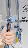 Ensemble de douche moderne chromé poli électrolytique avec barre coulissante, 1 poignée, pommeau de douche à jets doux/pluie/arrêt/jet, pour appartement, hôtel, villa