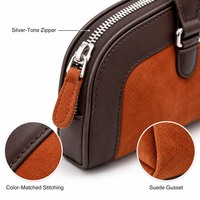 Bolso de Mano de Cuero de Lujo para Mujer, Bolso Tipo Satchel Bicolor con Ribete de Gamuza, Asa de Transporte y Correa Desmontable, Venta al Por Mayor, Personalizado OEM