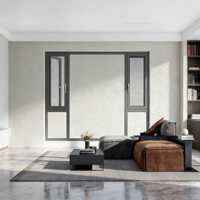 Ventana Abatible Insonorizada de Doble Capa con Marco de Aleación de Aluminio Estilo Americano Moderno, Vidrio Templado, para Baño y Dormitorio, Gran Venta